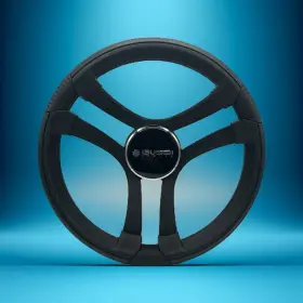 W585-benbl-gussi Gussi Italia Benaco Boat Steering Wheel Black Brushed Aluminum Spokes