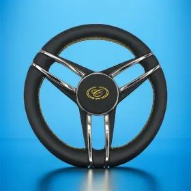 X-1010-yellow-cobalt Gussi Italia Cobalt Boat Steering Wheel Stainless Steel Spoke Leather Rim Boats Logo