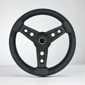 X031 Gussi Italia Lugana Black Marine Steering Wheel With Logo Keyed Hub