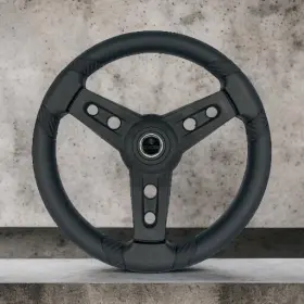 X032 Gussi Italia Lugana Black Marine Steering Wheel With Logo Keyed Hub