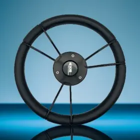 X043 Gussi Italia Boat Steering Wheel In Black With Leather Rim Axis Boats Cap