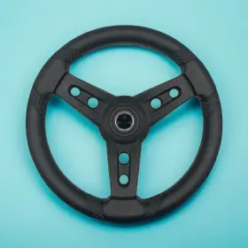 X046 Gussi Italia Lugana Black Marine Steering Wheel With Logo Keyed Hub