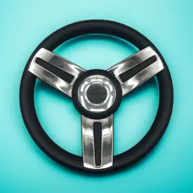 X047 Gussi Italia Marine Steering Wheel Stainless Steel Spokes Soft Touch Rim Supra