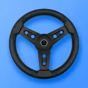 X050 Gussi Italia Lugana Black Marine Steering Wheel With Logo Keyed Hub