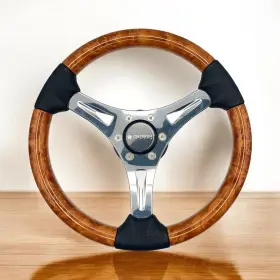 X053 Gussi Italia Boat Steering Wheel Keyed Hub Faux Woodgrain Rim