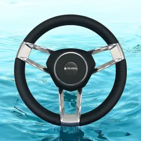 X055 Gussi Italia Boat Steering Wheel Polished Stainless Steel Spokes Splined Hub