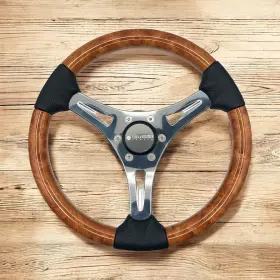 X058 Gussi Italia Boat Steering Wheel Keyed Hub Faux Woodgrain Rim