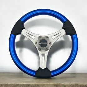 X060 Gussi Italia Boat Steering Wheel Splined Hub Electric Blue Rim