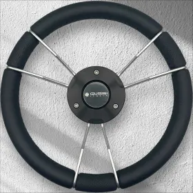 X074 Gussi Italia Boat Steering Wheel In Silver With Urethane Rim