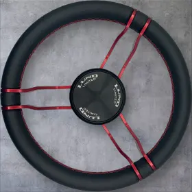 Gussi Italia X075 Tino Boat Steering Wheel Anodized Aluminum Spokes And Brushed Center Cap Keyed Hub