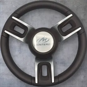 X076 Gussi Italia Brown Model 702 Steering Wheel With Keyed Hub Monterey Boats Logo X076 Gussi Italia Brown Model 702 Steering Wheel With Keyed Hub Monterey Boats Logo