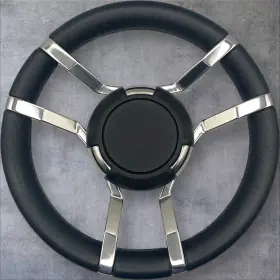 X077 Gussi Italia Boat Steering Wheel Stainless Steel Spoke Faux Leather Rim