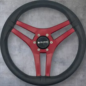 X078 Gussi Italia Marine Steering Wheel Red Brushed Aluminum Spokes Keyed Hub