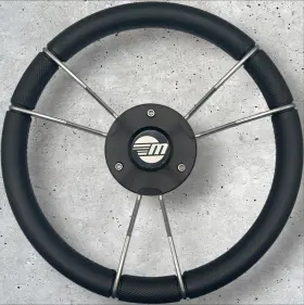 X079 Gussi Italia Boat Steering Wheel In Silver With Urethane Rim Splined Hub