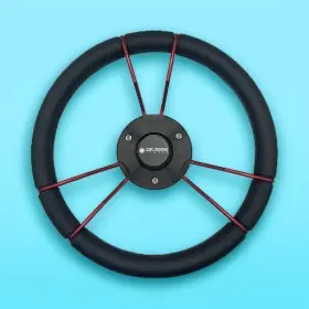 X087 Gussi Italia Boat Steering Wheel In Red With Urethane Rim Keyed Hub