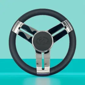X089 Gussi Italia Marine Steering Wheel Stainless Steel Spoke Soft Touch Rim Cobalt