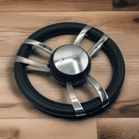 X090 Gussi Italia Boat Steering Wheel In Chrome With Urethane Rim Splined Hub