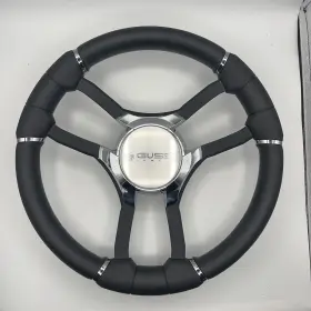 X1002 Gussi Italia Malera Boat Steering Wheel Black Aluminum Spokes