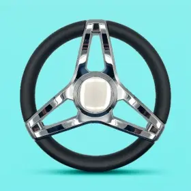 X116 Gussi Italia Molino Black Boat Steering Wheel With Brushed Metal Center Cap Keyed Hub