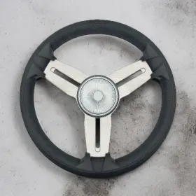X117 Gussi Italia Marine Steering Wheel Silver Brushed Spokes Keyed Hub