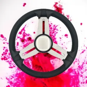 X119 Gussi Italia Marine Steering Wheel Silver Brushed Spokes Keyed Hub