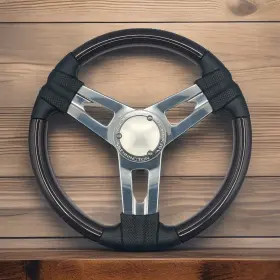 Gussi Italia X205 Marine Steering Wheel Chrome Spokes Brown Rim Bennington