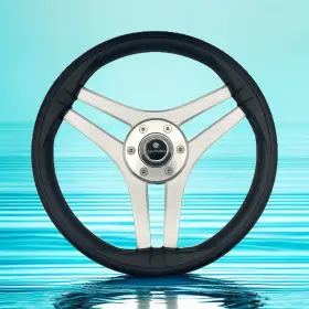 X309 Gussi Italia Marine Steering Wheel Silver Brushed Spokes Keyed Hub Spinner