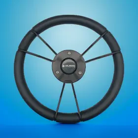 X310 Gussi Italia Boat Steering Wheel In Black W Urethane Rim Splined Hub