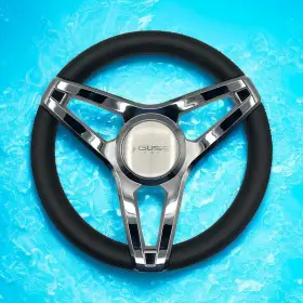X313 Gussi Italia Molino Black Boat Steering Wheel With Center Cap Keyed Hub