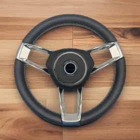 X402 Gussi Italia Boat Steering Wheel Polished Stainless Steel Spokes Splined Hub