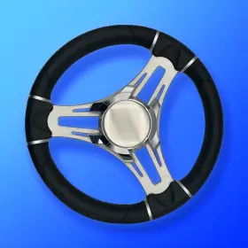 X500-6-chromeplain Gussi Italia Verona Boat Steering Wheel Gray Brushed Aluminum Spokes Keyed Or Splined Hub