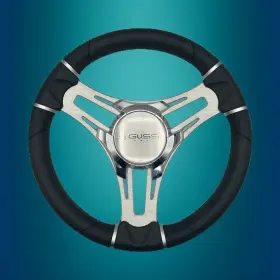 X500-7-chromegussiitalia Gussi Italia Verona Boat Steering Wheel Gray Brushed Aluminum Spokes Keyed Or Splined Hub