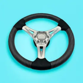 X605 Gussi Italia Boat Steering Wheel Gray Wood - Model 65 Keyed Hub Only