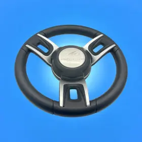 X612 Gussi Italia Black Model 702 Steering Wheel With Keyed Hub Monterey Boats Logo X612 Gussi Italia Black Model 702 Steering Wheel With Keyed Hub Monterey Boats Logo