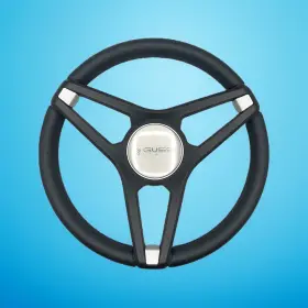 Gussi Italia X641 Molino Black Boat Steering Wheel With Brushed Center Cap Keyed Hub