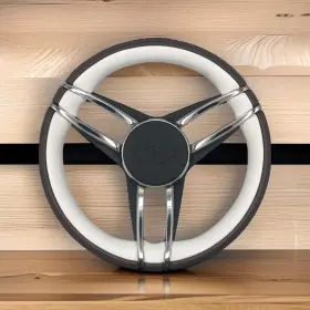 X900-brown Gussi Italia Cobalt Boat Steering Wheel Stainless Steel Spoke Leather Rim Brown