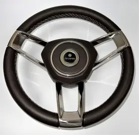 Gussi W143-700b-wh New Italia Boat Steering Wheel Polished Stainless Steel Spokes Keyed Hub
