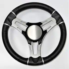 Gussi W473-vero-wh New Italia Boat Steering Wheel Brushed Aluminum Spokes And Cap Keyed Hub