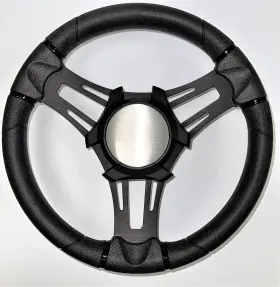 Gussi W474-vero-wh New Italia Boat Steering Wheel Black Brushed Aluminum Spokes Keyed Hub