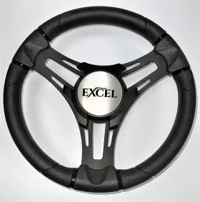 Gussi W476-vero-wh New Italia Boat Steering Wheel Black Brushed Aluminum Spokes Keyed Hub