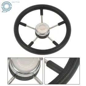 Hp120363 Happy19star 5 Spoke Marine Destroyer Steering Wheel 13-7/8 Inch For Boat Yacht With Foam Grip
