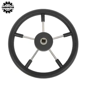Home-garden-fix Hgf160484 13-7/8 Inch 5 Spoke Destroyer Marine Boat Steering Wheel Stainless Steel With Pu Foam