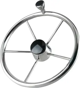 Hy-bk-0183 Hyddnice 5 Spoke Boat Steering Wheel 13.5 Inch Stainless Steel Destroyer Style 13-1/2