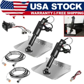 Qp2011 Jf-auto Boat Marine 9 Inch X 12 Standard Mount Electric Trim Tab Kit 12v With Double Rocker