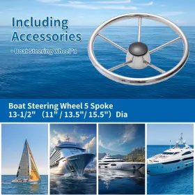 Jinmu 765826119250 Stainless Steel Boat Steering Wheel 15.5 Inch