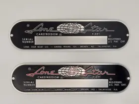 Lps-0105 Lone Star Serial Number Data Plate For Vintage Boats Black Or Red Choice