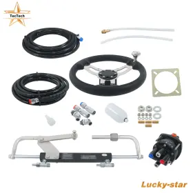 Luc6764011 Lucky-star-club 1set Black Hydraulic Outboard Steering Kit 90hp Bi-directional Locking Cylinders