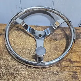 Wl7319srf1 M-arine Baby 13-1/2 Inch Boat Steering Wheel Stainless Steel 3 Spokes With Tapered Knob 5/8 Nut