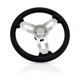 9991sab2 Marine City 3-spoke Steering Wheel 316 Stainless Steel 13.5 Inch Black Pu