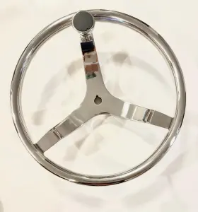 B06xbpqdv7 Marinebaby High Quality Stainless Steel Boat Steering Wheel 3spoke 13-1/4 Inch With Knob New